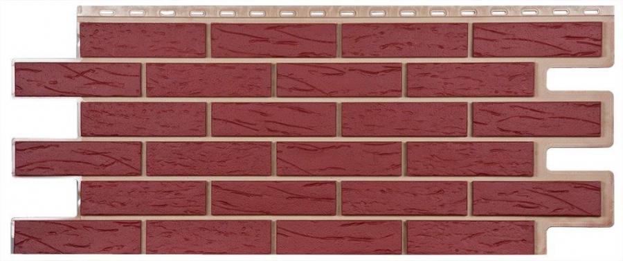 Фасадные панели (цокольный сайдинг) Т-сайдинг коллекция кирпич Саман - Красный