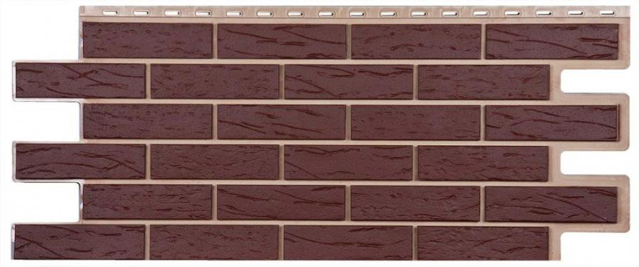 Фасадные панели (цокольный сайдинг) Т-сайдинг коллекция кирпич Саман - Коричневый