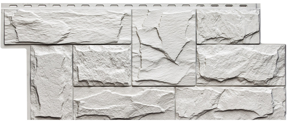 Фасадные панели (цокольный сайдинг) Т-сайдинг коллекция Гранит Леон - Белый