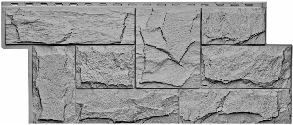 Фасадные панели (цокольный сайдинг) Т-сайдинг коллекция Гранит Леон - Серый
