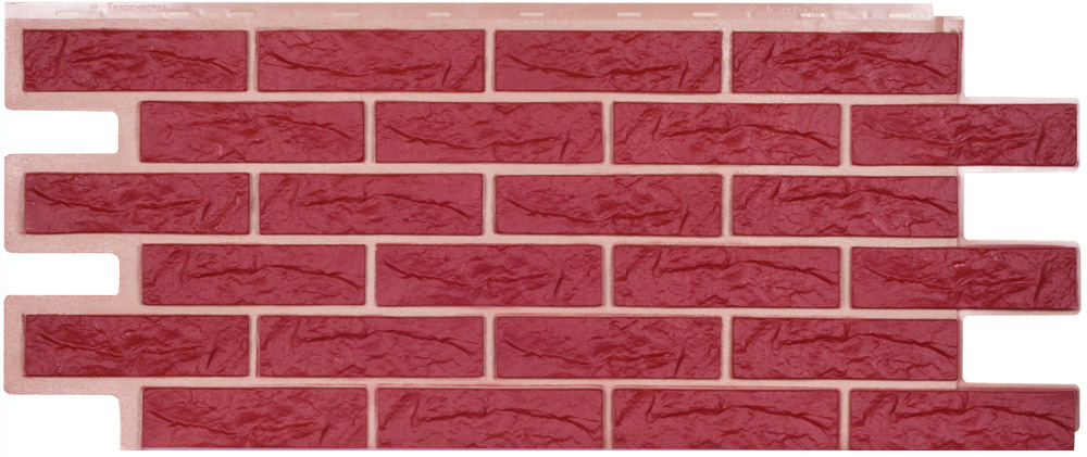 Фасадные панели (цокольный сайдинг) Т-сайдинг коллекция Лондон Брик Кирпич - Красный