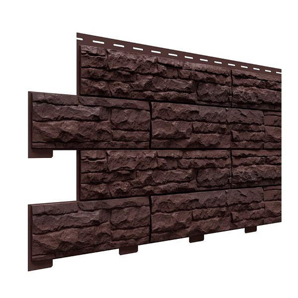 Фасадные панели (цокольный сайдинг) Доломит коллекция Скалистый риф премиум - Каштан