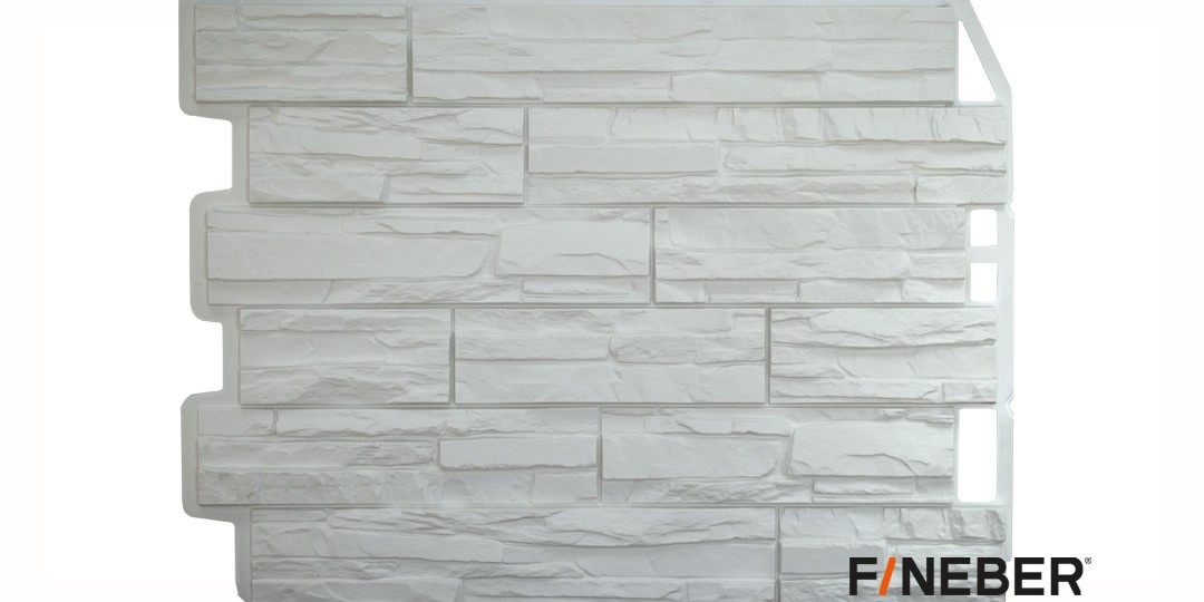 Фасадные панели (цокольный сайдинг) Fineber коллекция скол Белый