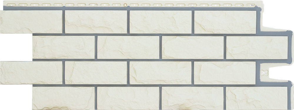 Фасадные панели Grand Line (Гранд Лайн) Коллекция колотый камень Design - Молочный со швом  RAL 7006
