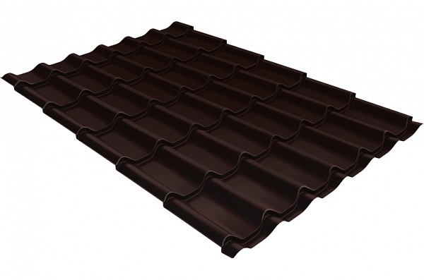 Металлочерепица Grand Line Classic (Классик) Rooftop Matte (стальной бархат) 0,5 PE RAL 8017 Шоколад