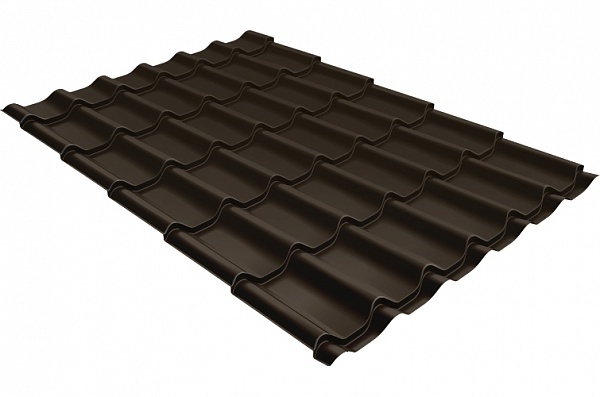 Металлочерепица Grand Line Classic (Классик) Rooftop Matte (стальной бархат) 0,5 PE RR 32 Темно-коричневый
