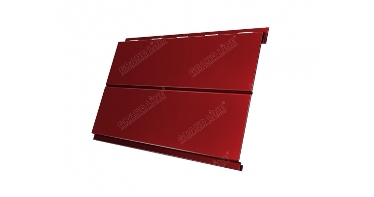 Металлический сайдинг (металлосайдинг) Grand Line Вертикаль 0,2 line 0,5 Satin с пленкой RAL 3011 коричнево-красный