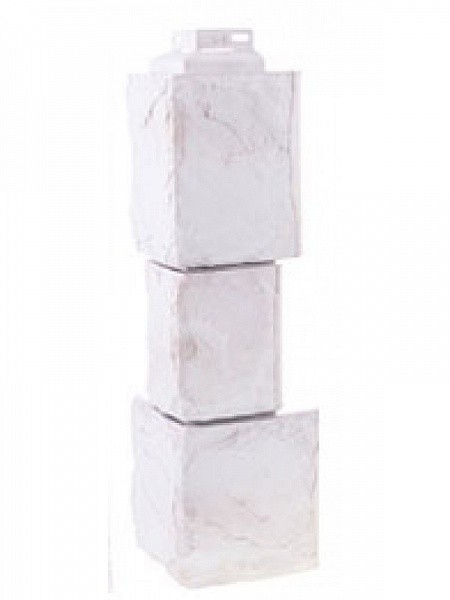 Угол Фасайдинг "Дачный" Камень Крупный Мелованный Белый