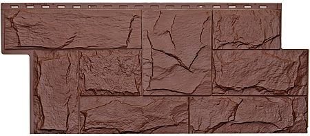 Фасадные панели (цокольный сайдинг) Т-сайдинг коллекция Гранит Леон - Коричневый