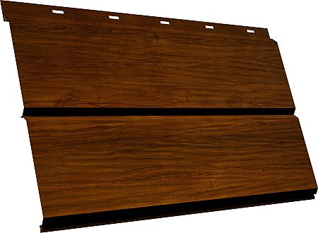 Металлический сайдинг (металлосайдинг) Grand Line - ЭкоБрус 3D новый Принт Премиум с пленкой Золотой дуб насыщенный Фреш TwinColor