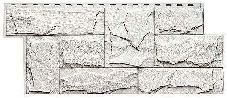 Фасадные панели (цокольный сайдинг) Т-сайдинг коллекция ЭКО-1 ГРАНИТ ЛЕОН - Уайт (Белый)