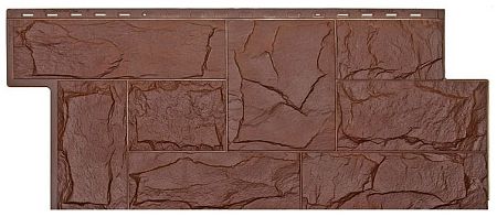 Фасадные панели (цокольный сайдинг) Т-сайдинг коллекция ЭКО-1 ГРАНИТ ЛЕОН - Браун (Коричневый)