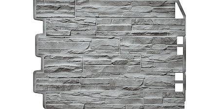 Фасадные панели (цокольный сайдинг) Fineber Дачный коллекция скол Светло-серый с 3D эффектом
