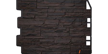 Фасадные панели (цокольный сайдинг) Fineber Дачный коллекция скол Темно-коричневый с 3D эффектом