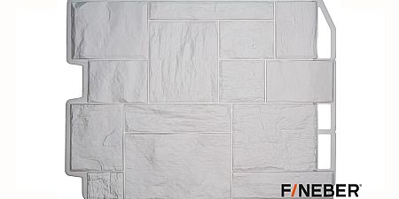 Фасадные панели (цокольный сайдинг) Fineber Дачный коллекция туф Белый