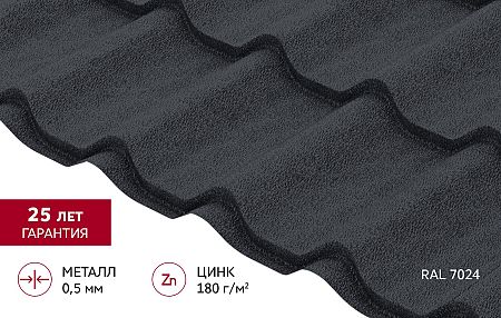 Металлочерепица Grand Line Classic (Классик) Satin Matt 0,5 RAL 7024 Мокрый асфальт